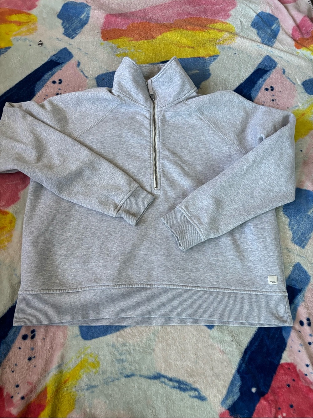 Vuori Light Gray Half-Zip Pullover Sweatshirt